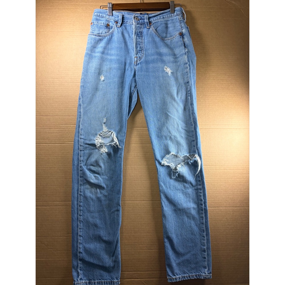 Levi's 501 CT‎ Jeans Womens W26 L32 Distressed Light Wash Button Fly Tapered